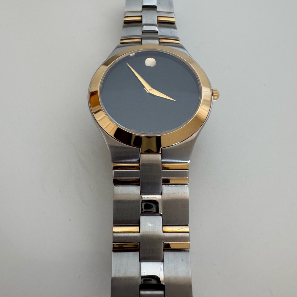 Movado Museum Classic Two Tone Swiss Watch Sapphire Crystal Minimalist - Picture 3 of 10